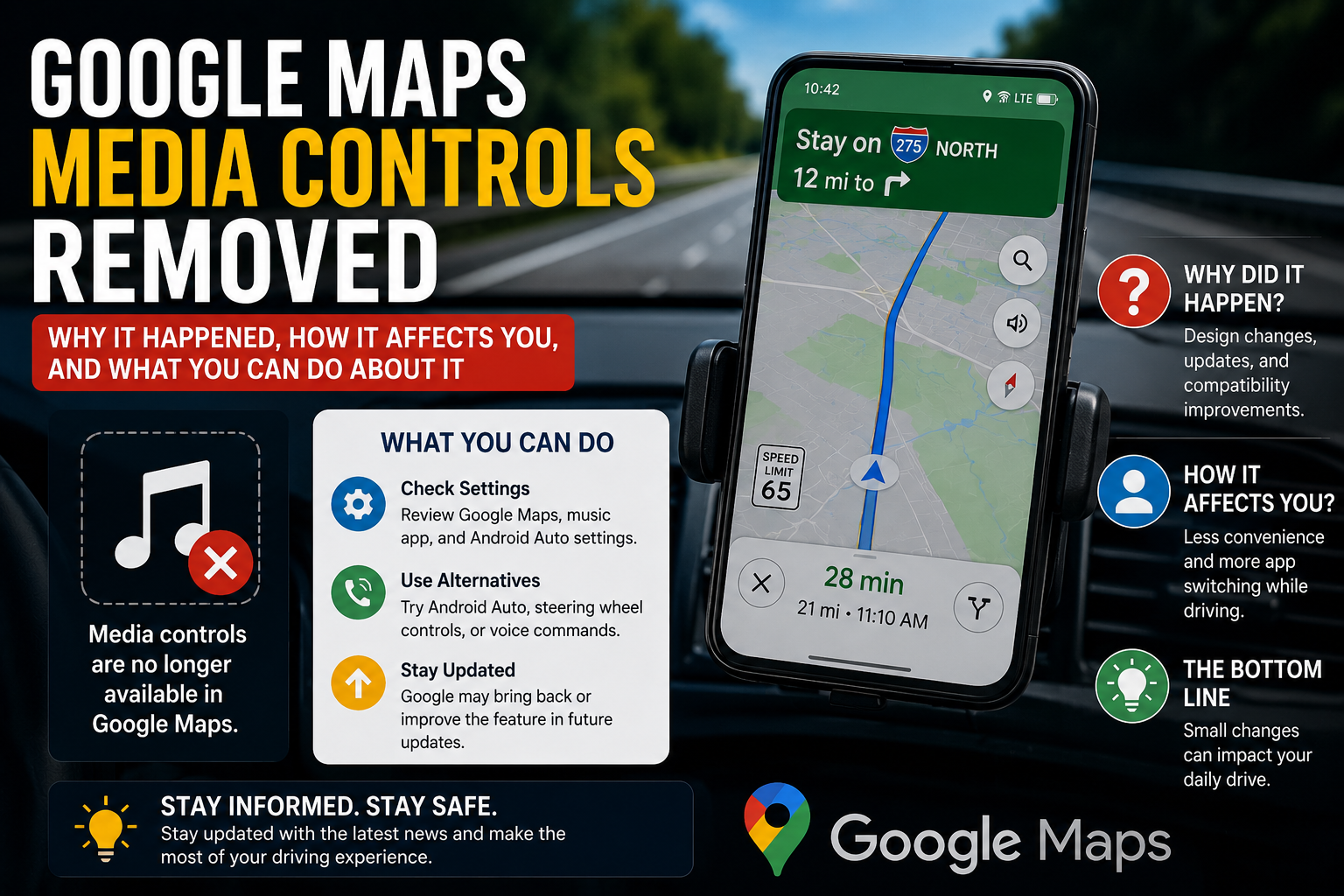 google maps media controls removed